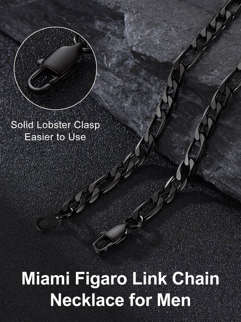 Suplight Figaro Chain for Men Women 6mm 22inch Stainless Steel Figaro Necklace Black Chains for Men Hip Hop Jewelry, Send Gift Box - Image 4